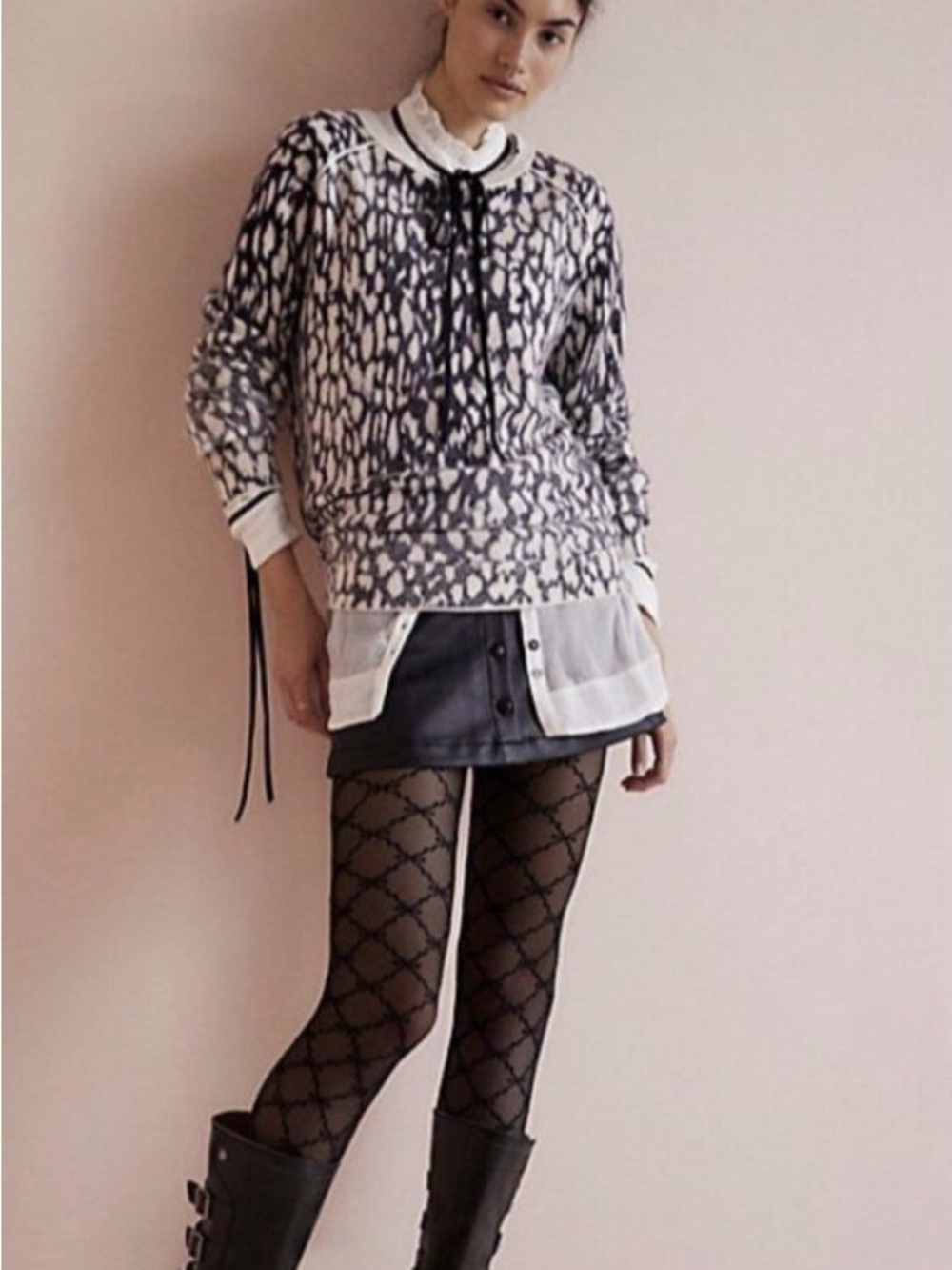 We The Free 100% Cashmere Reversible Animal Print Sweater